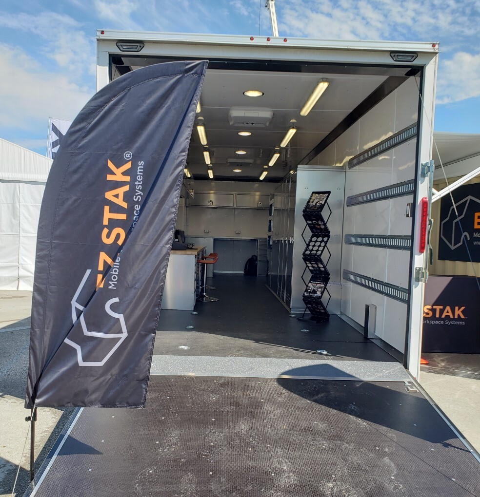 EZ STAK mobile workspace system in trailer